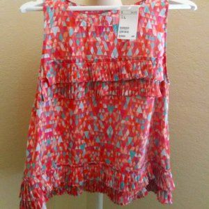 NWT  H&M coral geo kaleidoscope ruffle top